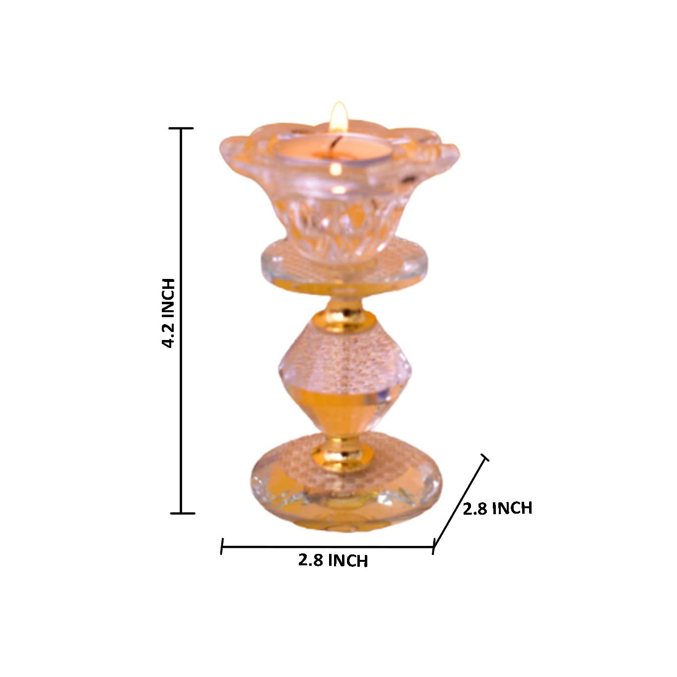 KunhaR Crystal Glass Candle Holder, Elegant Heavy Crystal Cuboid Tealight Holder - Image 4