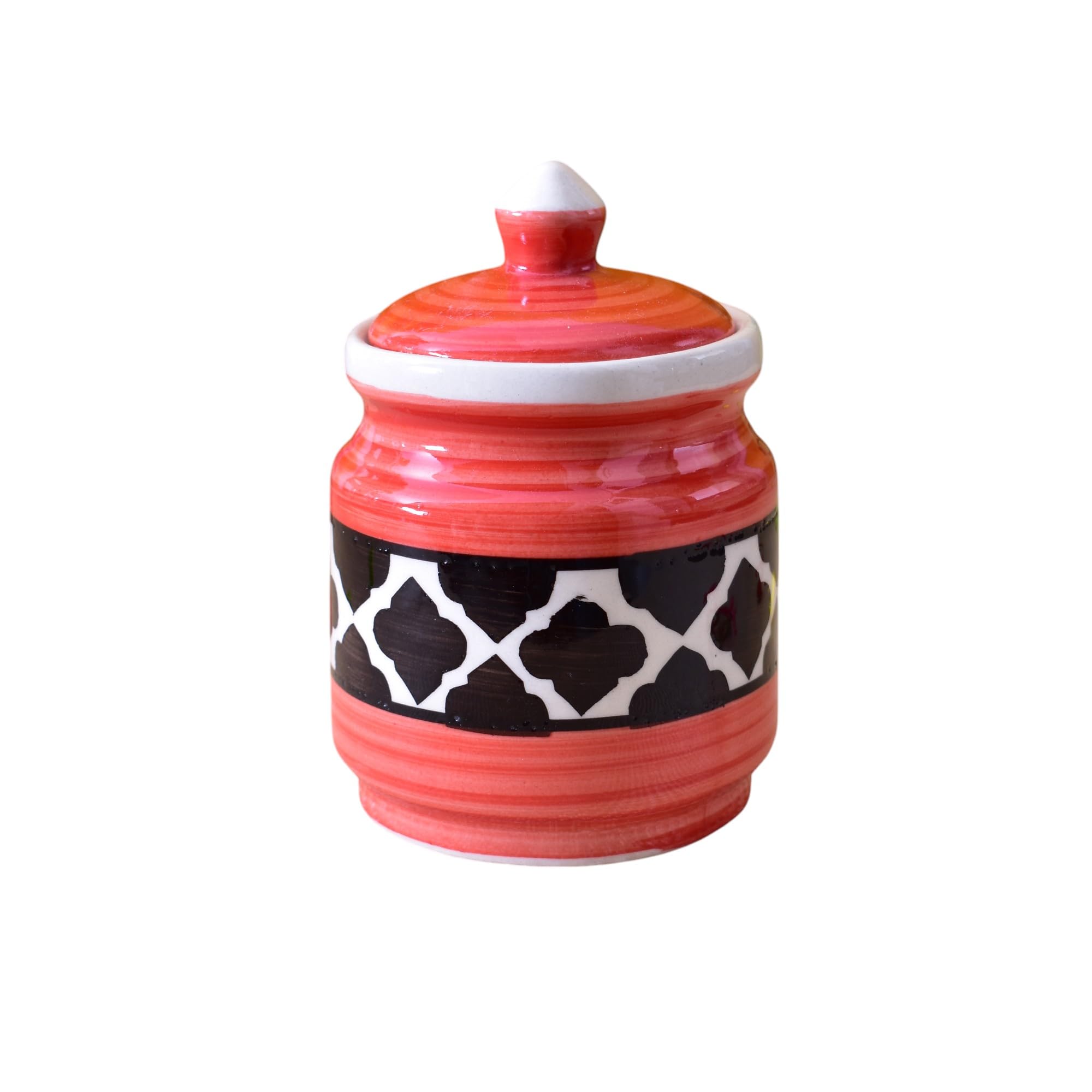 Kunhar Ceramic Jars (600ML) – Handcrafted Multipurpose Barni with Lid for Pickle, Chutney, Spices, Salt, Sugar – Kitchen Storage Containers, Red Black - Image 5