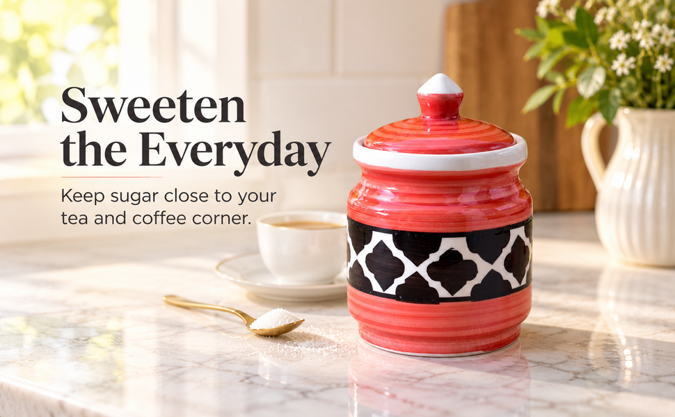 Kunhar Ceramic Jars (600ML) – Handcrafted Multipurpose Barni with Lid for Pickle, Chutney, Spices, Salt, Sugar – Kitchen Storage Containers, Red Black – visual story 3