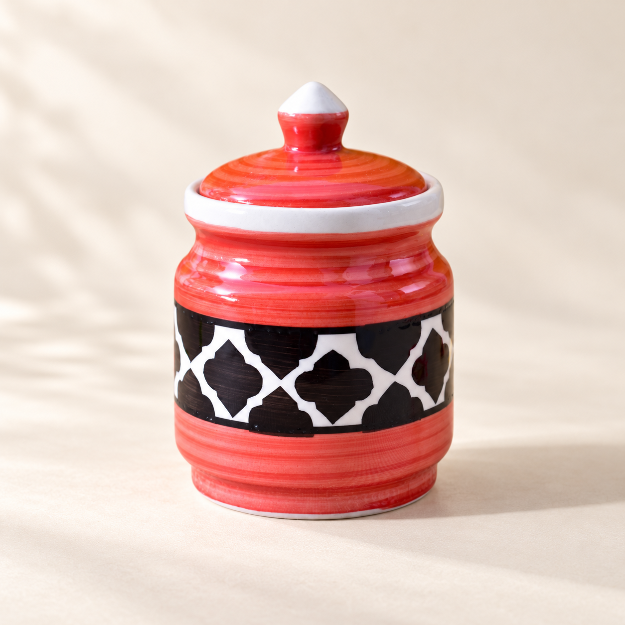 Kunhar Ceramic Jars (600ML) – Handcrafted Multipurpose Barni with Lid for Pickle, Chutney, Spices, Salt, Sugar – Kitchen Storage Containers, Red Black - Image 4