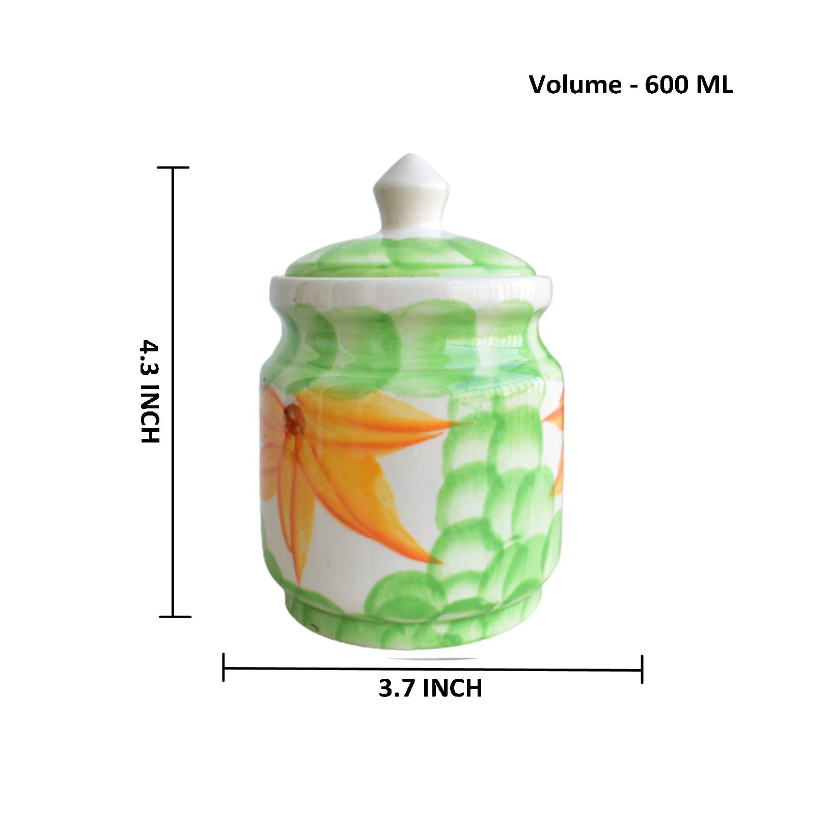 Kunhar Ceramic Jars (600ML) – Handcrafted Multipurpose Barni with Lid for Pickle, Chutney, Spices, Salt, Sugar – Kitchen Storage Containers, Green - Image 2