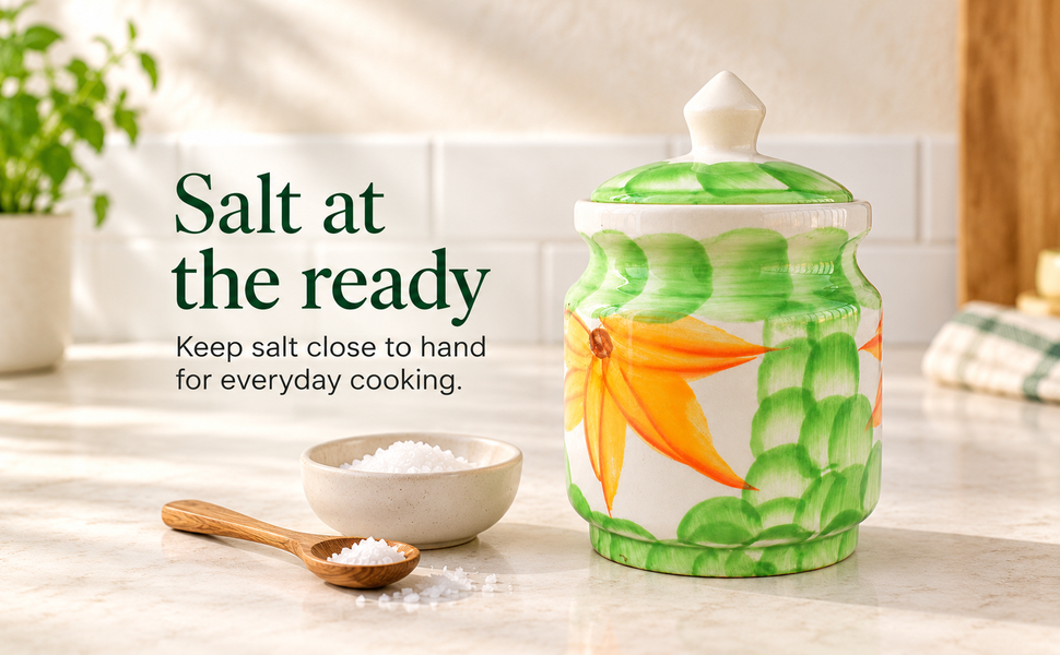 Kunhar Ceramic Jars (600ML) – Handcrafted Multipurpose Barni with Lid for Pickle, Chutney, Spices, Salt, Sugar – Kitchen Storage Containers, Green – visual story 3