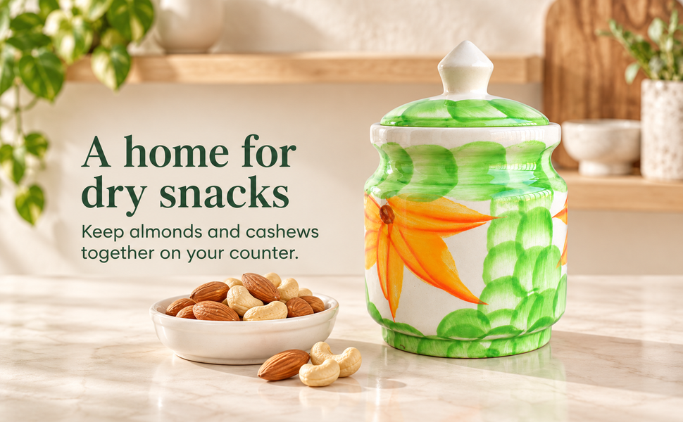 Kunhar Ceramic Jars (600ML) – Handcrafted Multipurpose Barni with Lid for Pickle, Chutney, Spices, Salt, Sugar – Kitchen Storage Containers, Green – visual story 5
