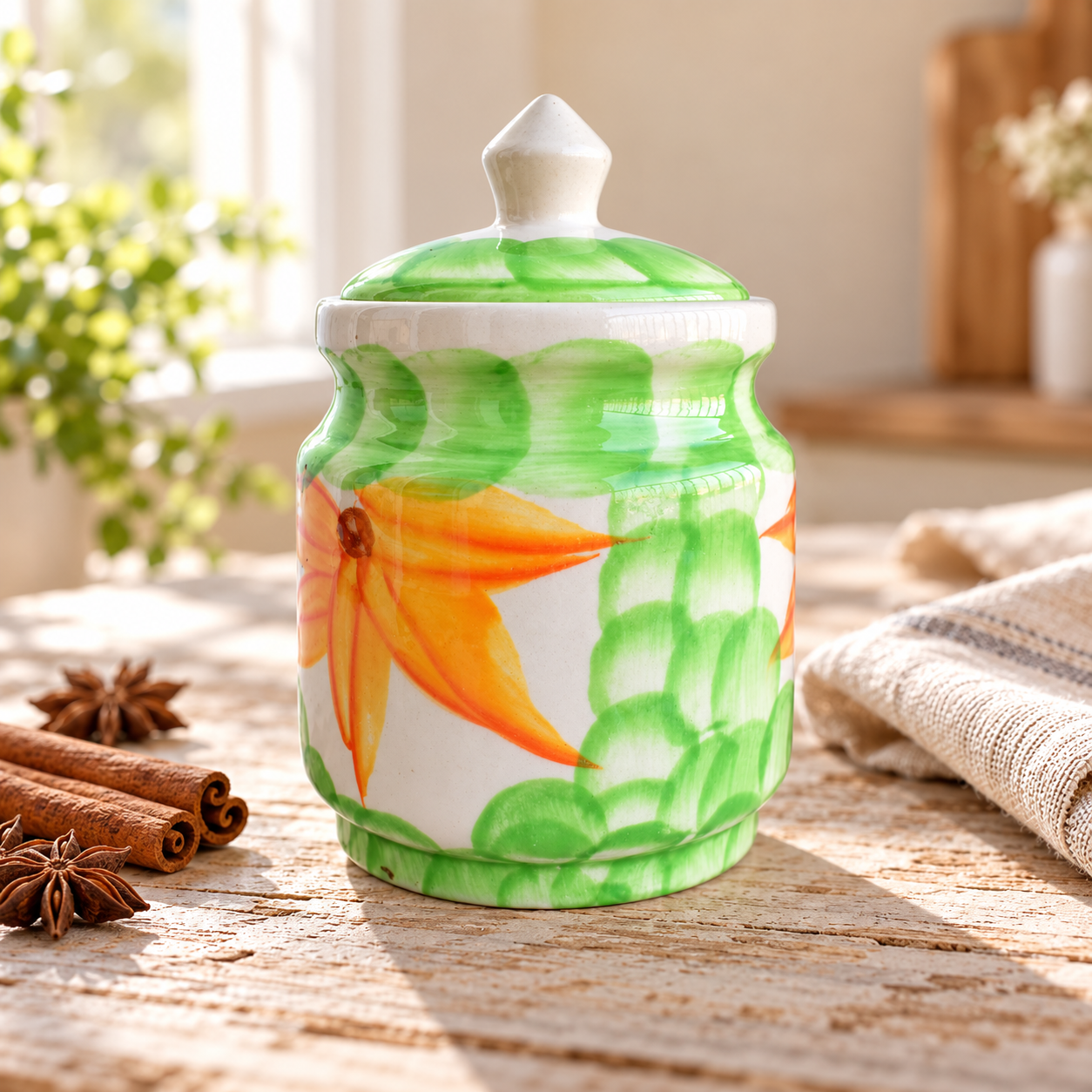 Kunhar Ceramic Jars (600ML) – Handcrafted Multipurpose Barni with Lid for Pickle, Chutney, Spices, Salt, Sugar – Kitchen Storage Containers, Green - Image 4