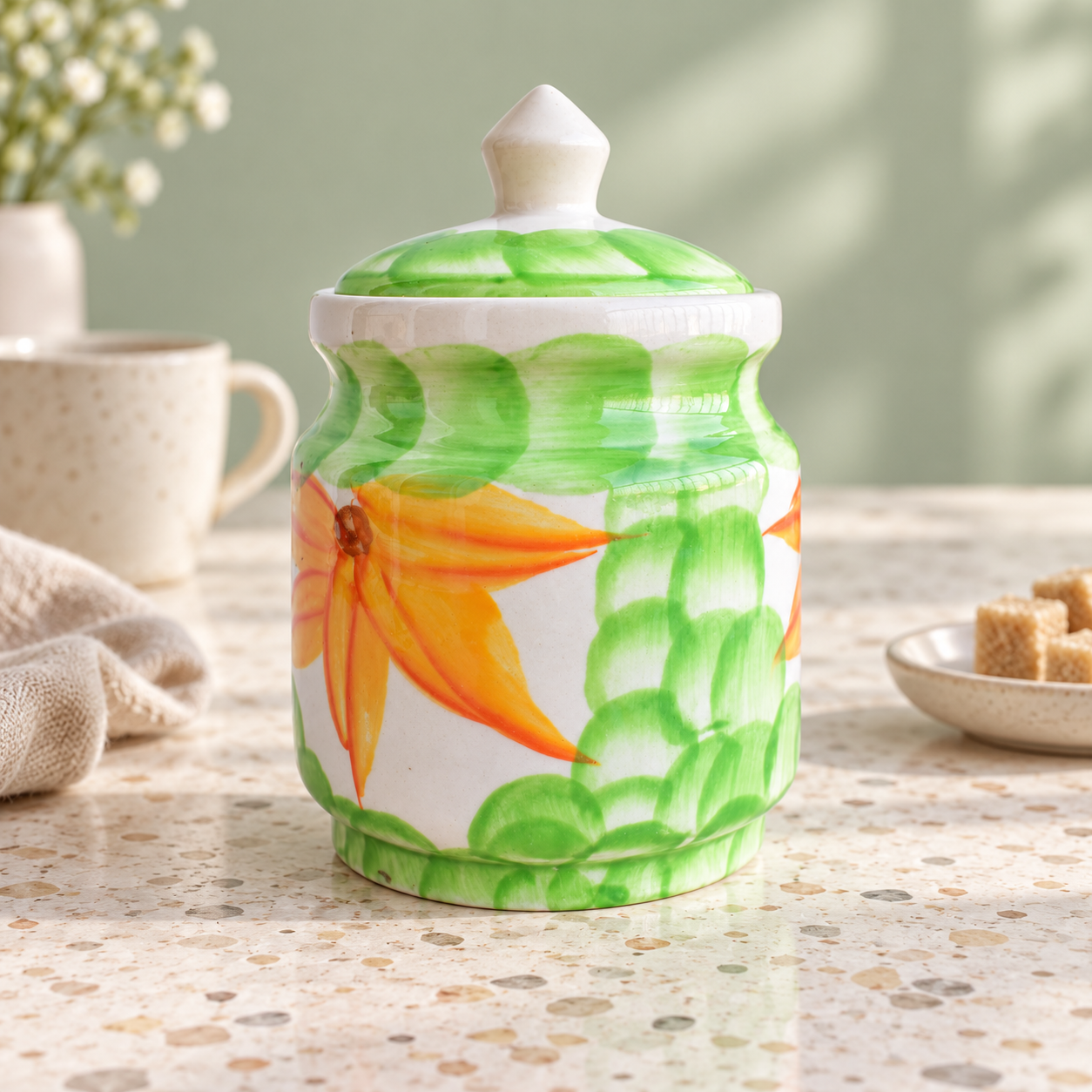 Kunhar Ceramic Jars (600ML) – Handcrafted Multipurpose Barni with Lid for Pickle, Chutney, Spices, Salt, Sugar – Kitchen Storage Containers, Green - Image 5