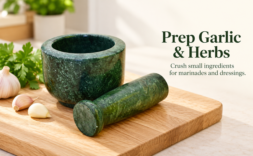 KunhaR Natural Green Marble Mortar and Pestle Set 4 x 2.5 Inches Full Polish – Imam Dasta Ohkli Musal Kharal Spice Grinder – visual story 2