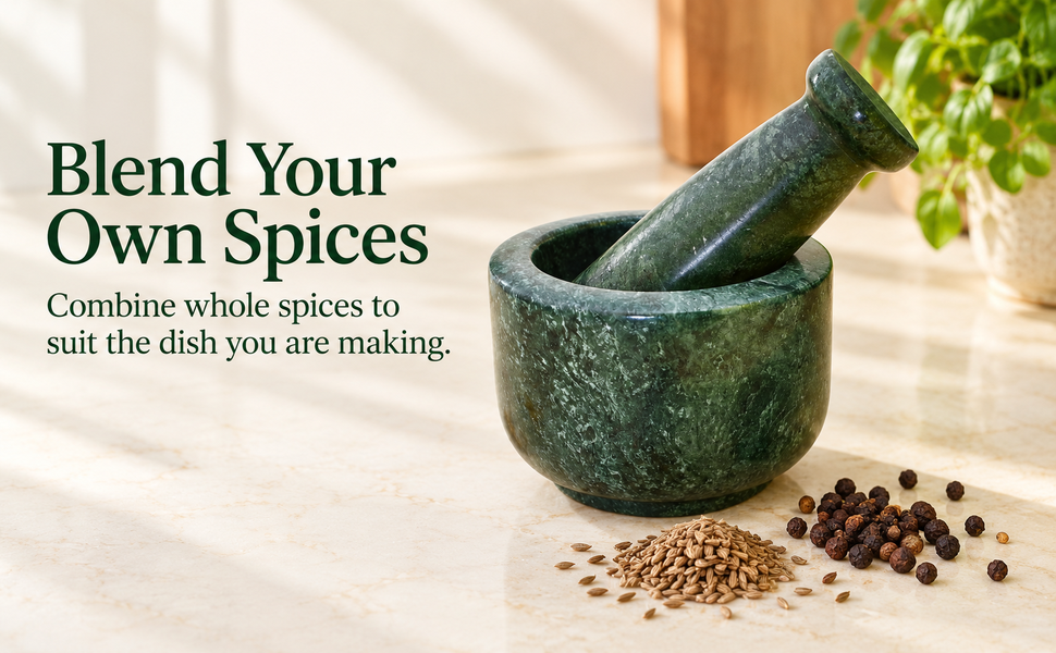 KunhaR Natural Green Marble Mortar and Pestle Set 4 x 2.5 Inches Full Polish – Imam Dasta Ohkli Musal Kharal Spice Grinder – visual story 3