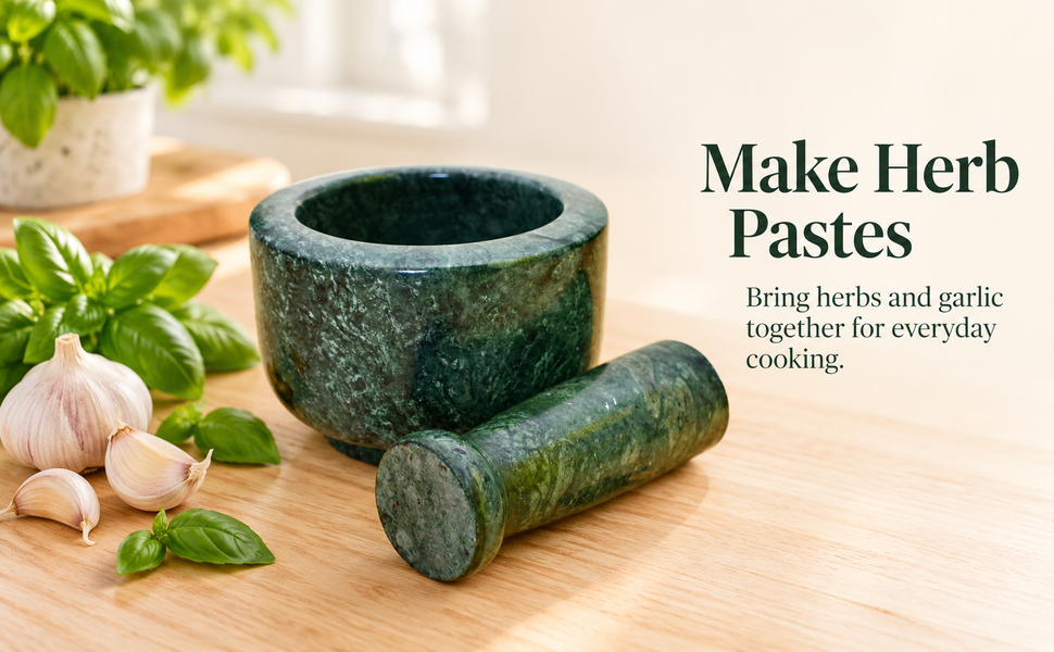 KunhaR Natural Green Marble Mortar and Pestle Set 4 x 2.5 Inches Full Polish – Imam Dasta Ohkli Musal Kharal Spice Grinder – visual story 4
