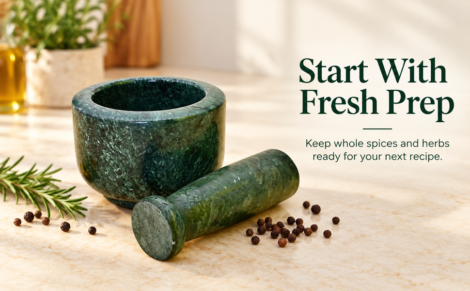 KunhaR Natural Green Marble Mortar and Pestle Set 4 x 2.5 Inches Full Polish – Imam Dasta Ohkli Musal Kharal Spice Grinder – visual story 6