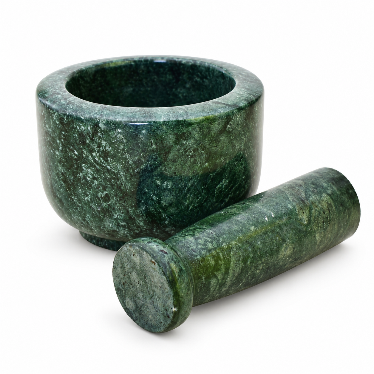 KunhaR Natural Green Marble Mortar and Pestle Set 4 x 2.5 Inches Full Polish – Imam Dasta Ohkli Musal Kharal Spice Grinder - Image 6