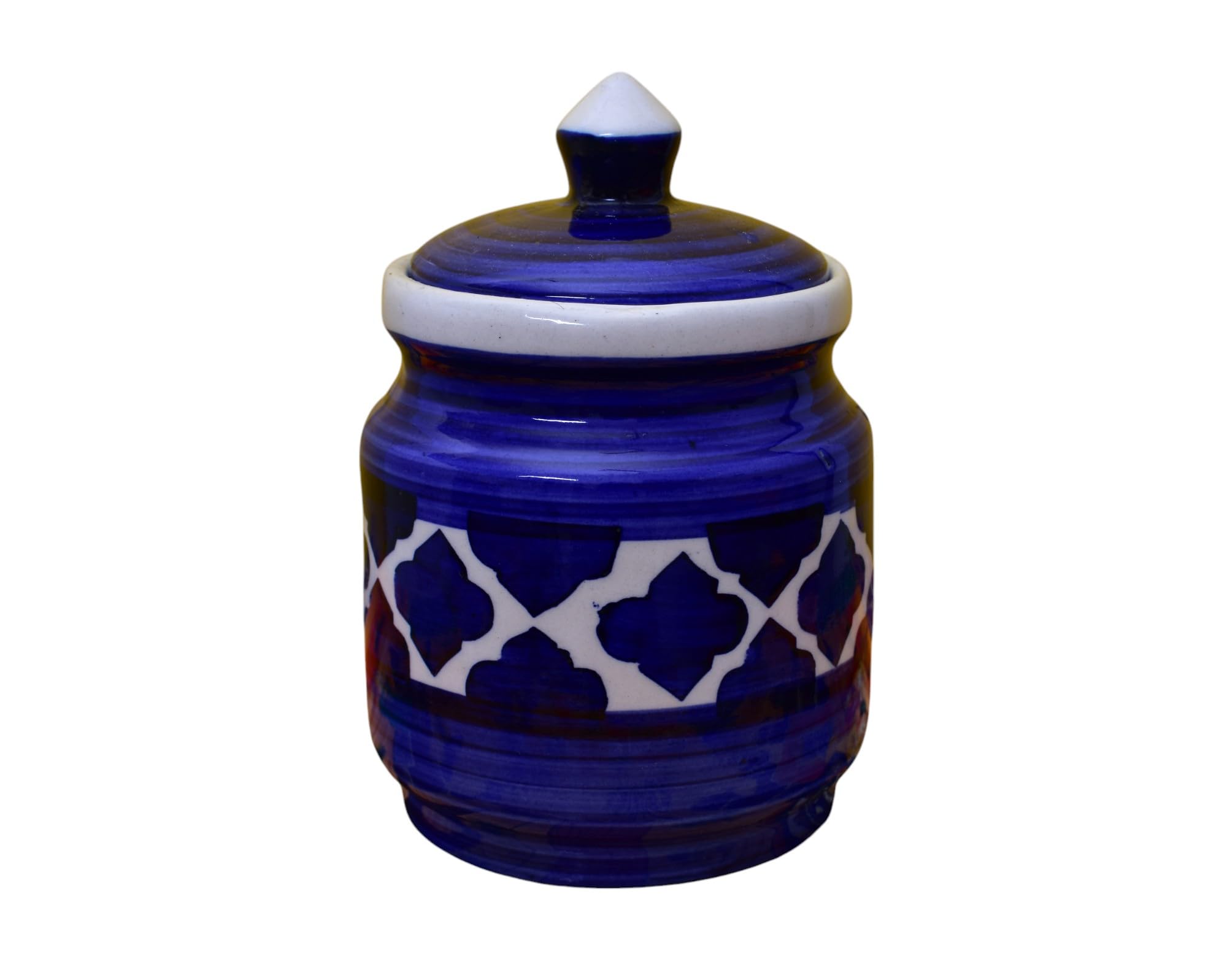 Kunhar Ceramic Jars (600ML) – Handcrafted Multipurpose Barni with Lid for Pickle, Chutney, Spices, Salt, Sugar – Kitchen Storage Containers, Blue - Image 3