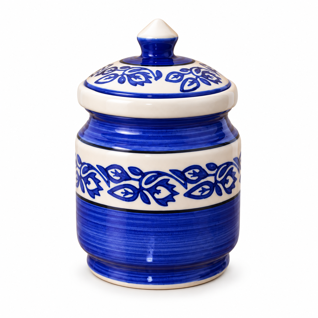 Kunhar Ceramic Jars (600ML) – Handcrafted Multipurpose Barni with Lid for Pickle, Chutney, Spices, Salt, Sugar – Kitchen Storage Containers, Blue Vine - Image 6
