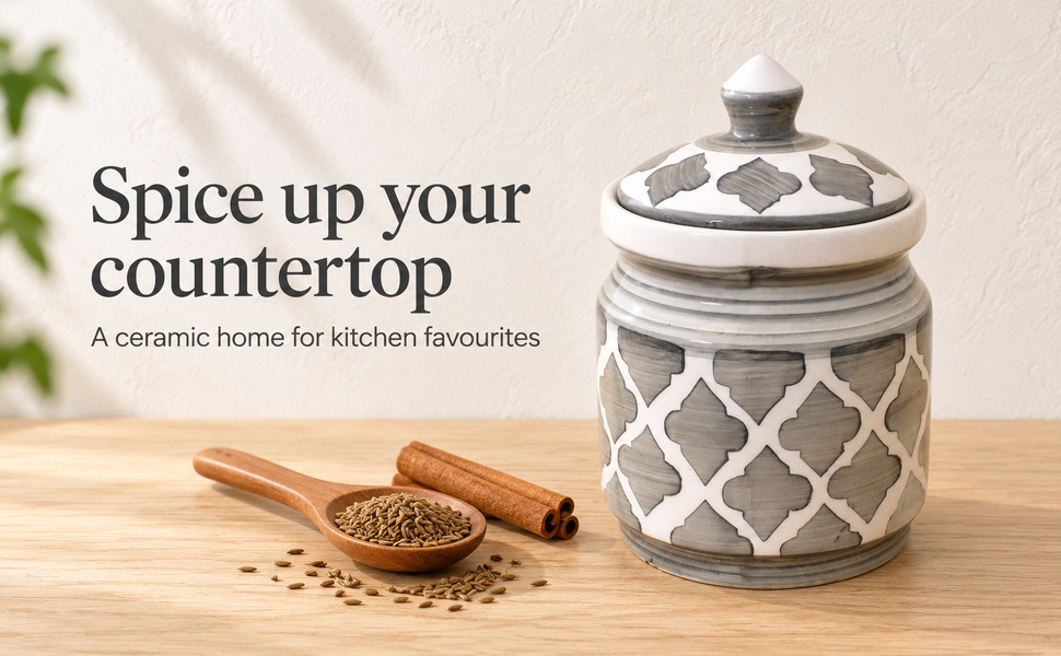 Kunhar Ceramic Jars (600ML) – Handcrafted Multipurpose Barni with Lid for Pickle, Chutney, Spices, Salt, Sugar – Kitchen Storage Containers, Grey Umrao – visual story 3