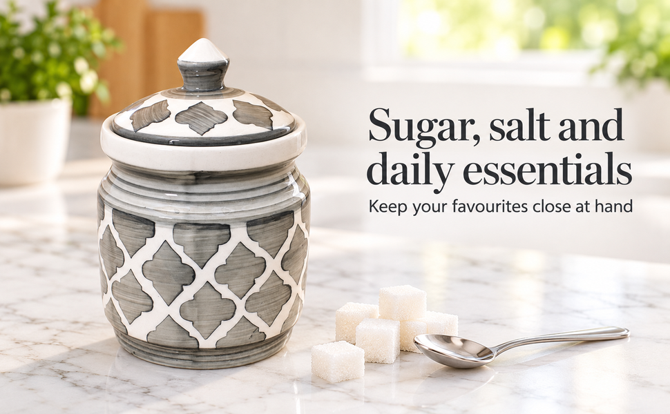 Kunhar Ceramic Jars (600ML) – Handcrafted Multipurpose Barni with Lid for Pickle, Chutney, Spices, Salt, Sugar – Kitchen Storage Containers, Grey Umrao – visual story 4