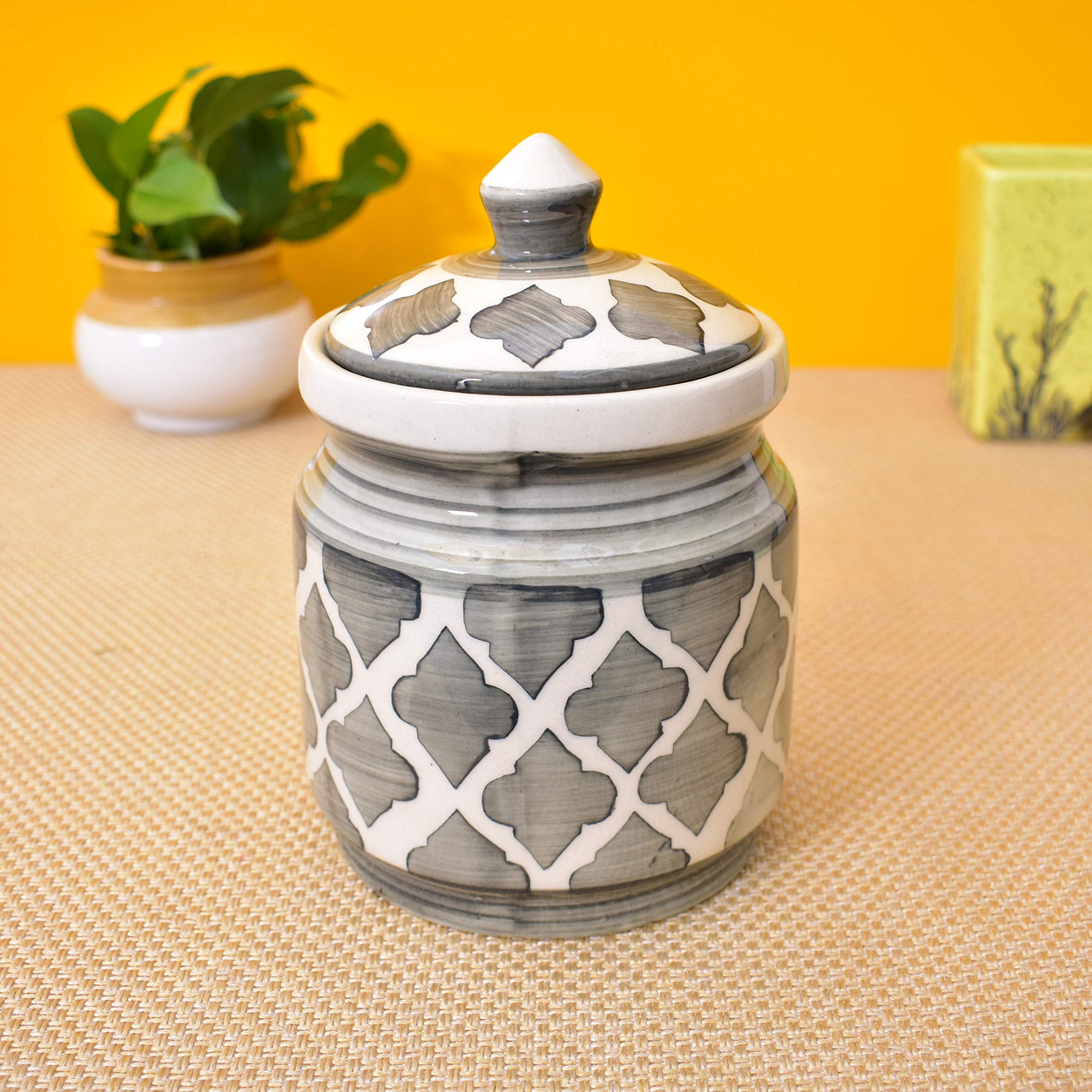 Kunhar Ceramic Jars (600ML) – Handcrafted Multipurpose Barni with Lid for Pickle, Chutney, Spices, Salt, Sugar – Kitchen Storage Containers, Grey Umrao - Image 2