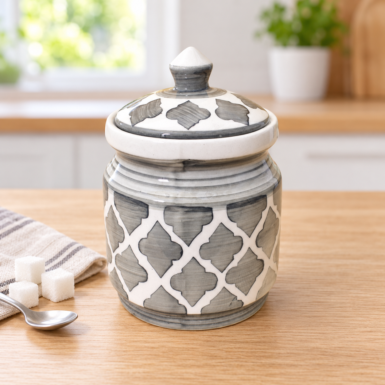 Kunhar Ceramic Jars (600ML) – Handcrafted Multipurpose Barni with Lid for Pickle, Chutney, Spices, Salt, Sugar – Kitchen Storage Containers, Grey Umrao - Image 4