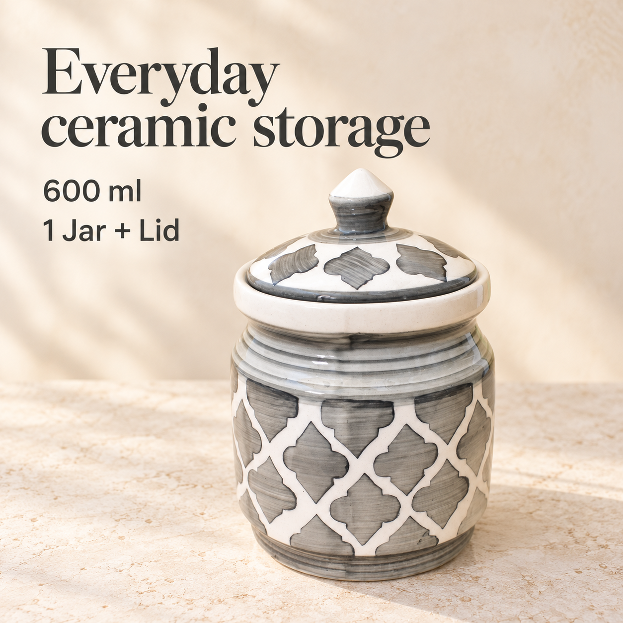 Kunhar Ceramic Jars (600ML) – Handcrafted Multipurpose Barni with Lid for Pickle, Chutney, Spices, Salt, Sugar – Kitchen Storage Containers, Grey Umrao - Image 7