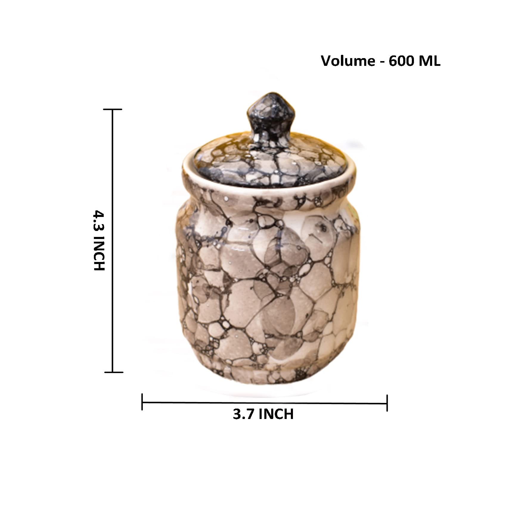 Kunhar Ceramic Jar 600ML Black Luster – Handcrafted Multipurpose Container with Lid for Pickle Chutney Spices Salt Sugar Kitchen Storage - Image 2