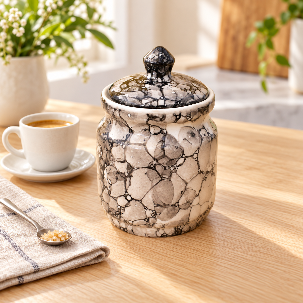 Kunhar Ceramic Jar 600ML Black Luster – Handcrafted Multipurpose Container with Lid for Pickle Chutney Spices Salt Sugar Kitchen Storage - Image 3