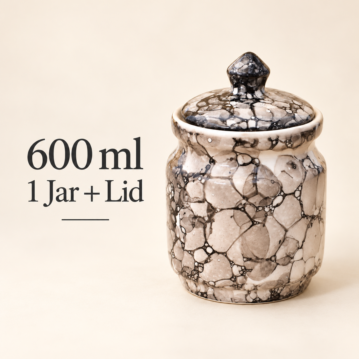Kunhar Ceramic Jar 600ML Black Luster – Handcrafted Multipurpose Container with Lid for Pickle Chutney Spices Salt Sugar Kitchen Storage - Image 7