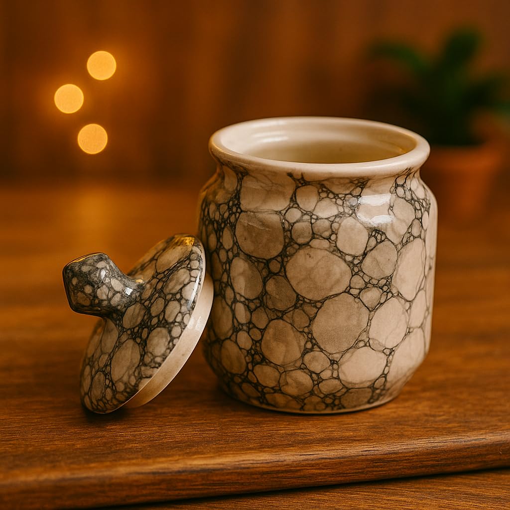 Kunhar Ceramic Jar 600ML Black Luster – Handcrafted Multipurpose Container with Lid for Pickle Chutney Spices Salt Sugar Kitchen Storage - Image 2