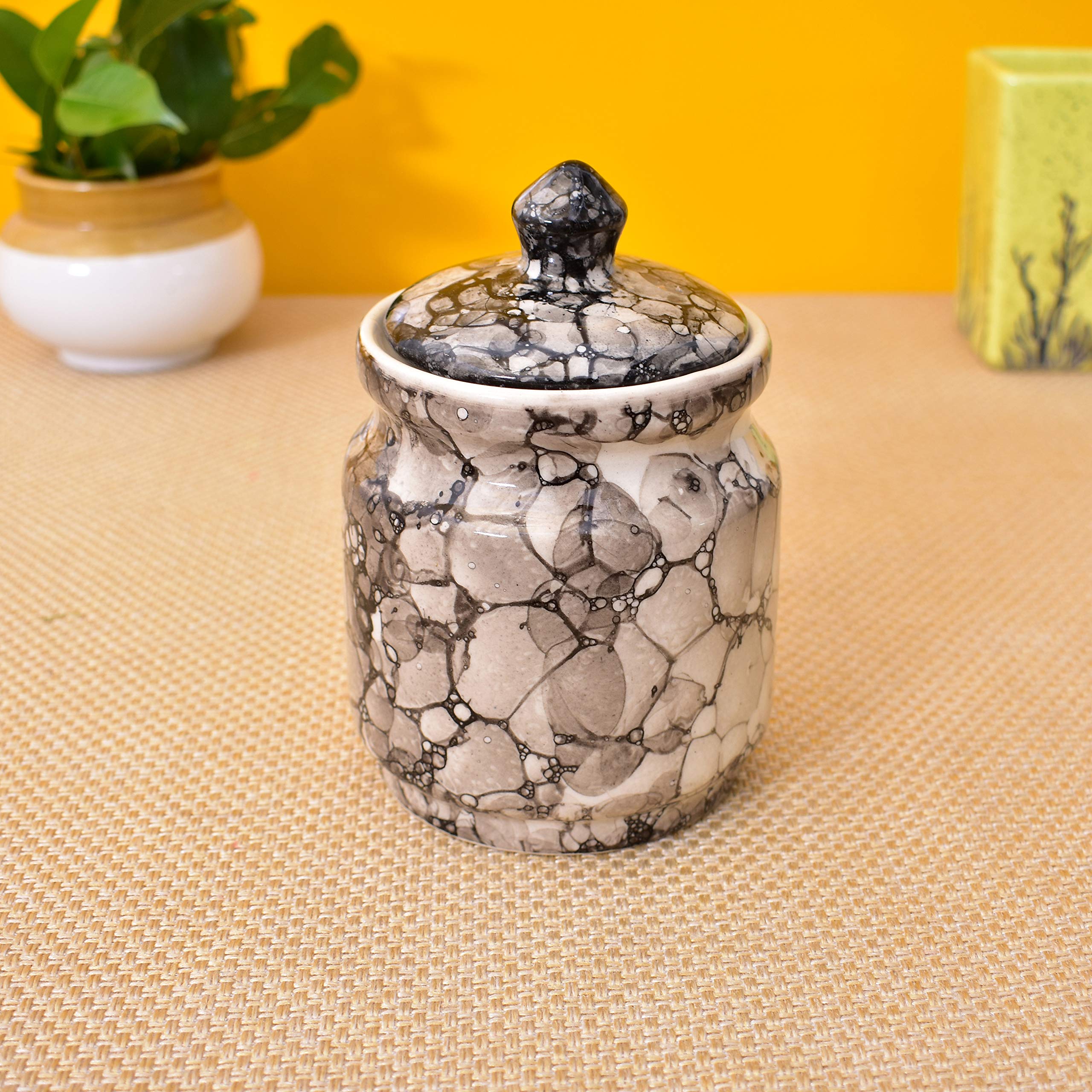 Kunhar Ceramic Jar 600ML Black Luster – Handcrafted Multipurpose Container with Lid for Pickle Chutney Spices Salt Sugar Kitchen Storage - Image 3