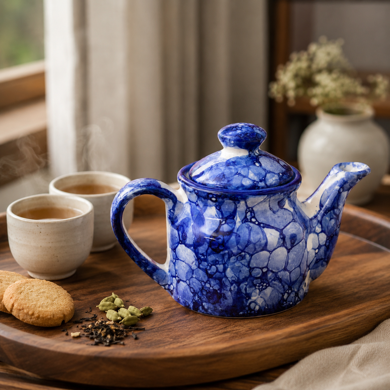 Kunhar Ceramic Teapot Blue Luster 300 ml Elegant Handmade Pot Single Piece Tea Serveware - Image 5