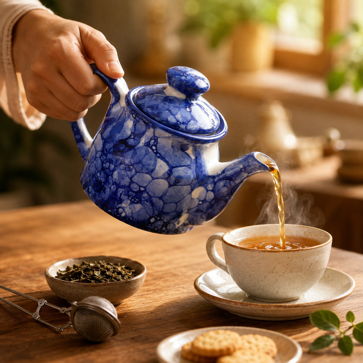 Kunhar Ceramic Teapot Blue Luster 300 ml Elegant Handmade Pot Single Piece Tea Serveware - Image 6