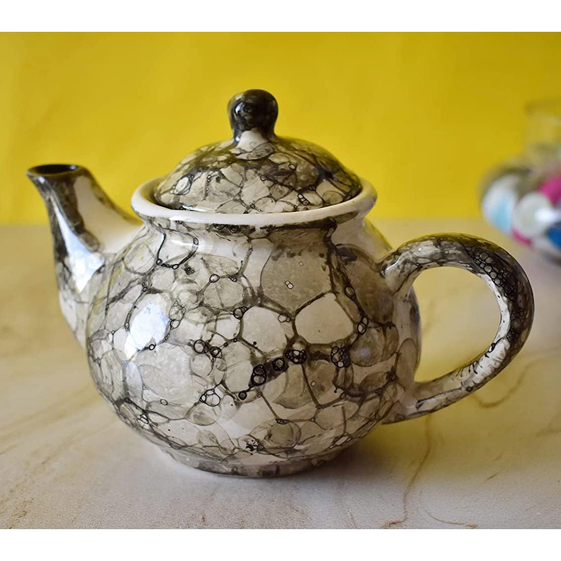 KunhaR Ceramic Teapot - 1 Piece, Black-Luster, 400ml - Image 4