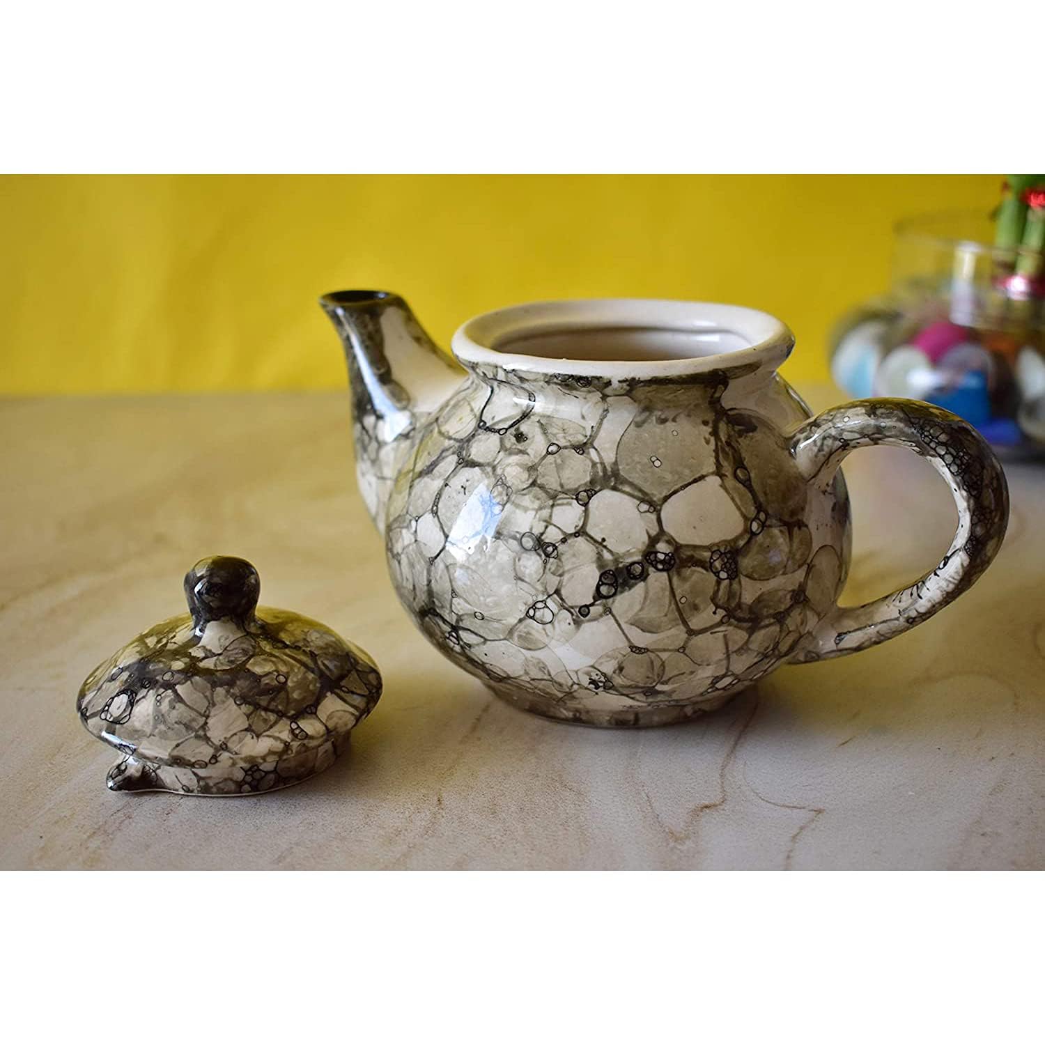 KunhaR Ceramic Teapot - 1 Piece, Black-Luster, 400ml - Image 5
