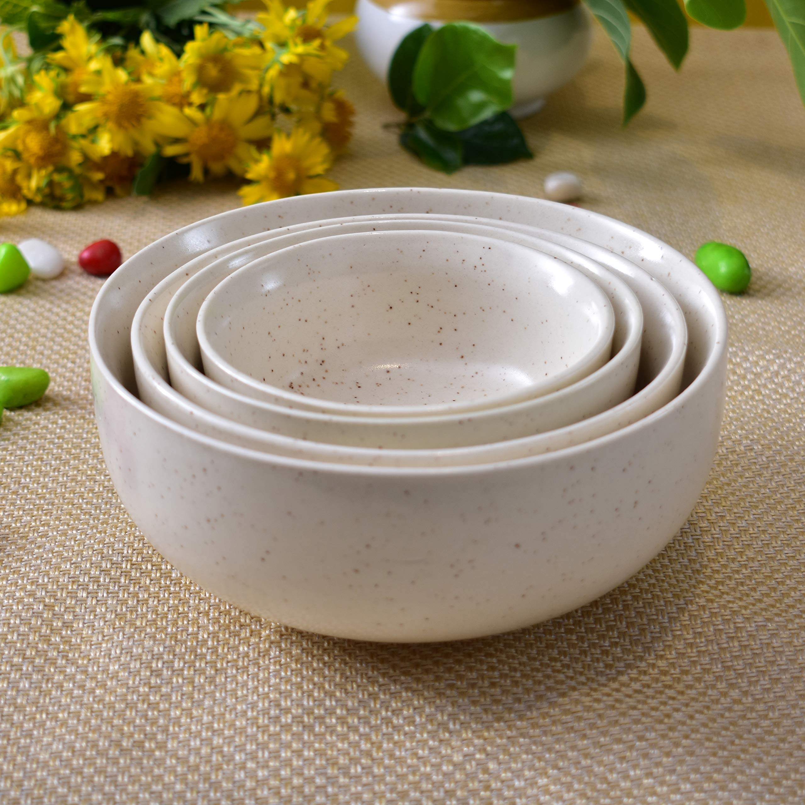 Kunhar Ceramic Mixing Bowls - 1500 Ml, 800 Ml, 600 Ml and 400 Ml, 4 Pieces, White Matt - Image 3