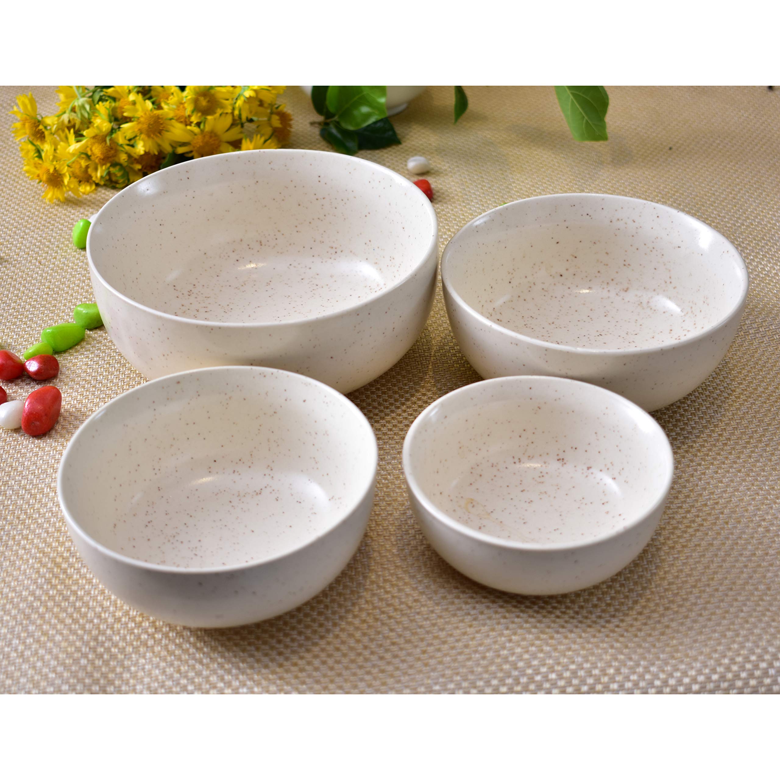 Kunhar Ceramic Mixing Bowls - 1500 Ml, 800 Ml, 600 Ml and 400 Ml, 4 Pieces, White Matt - Image 4