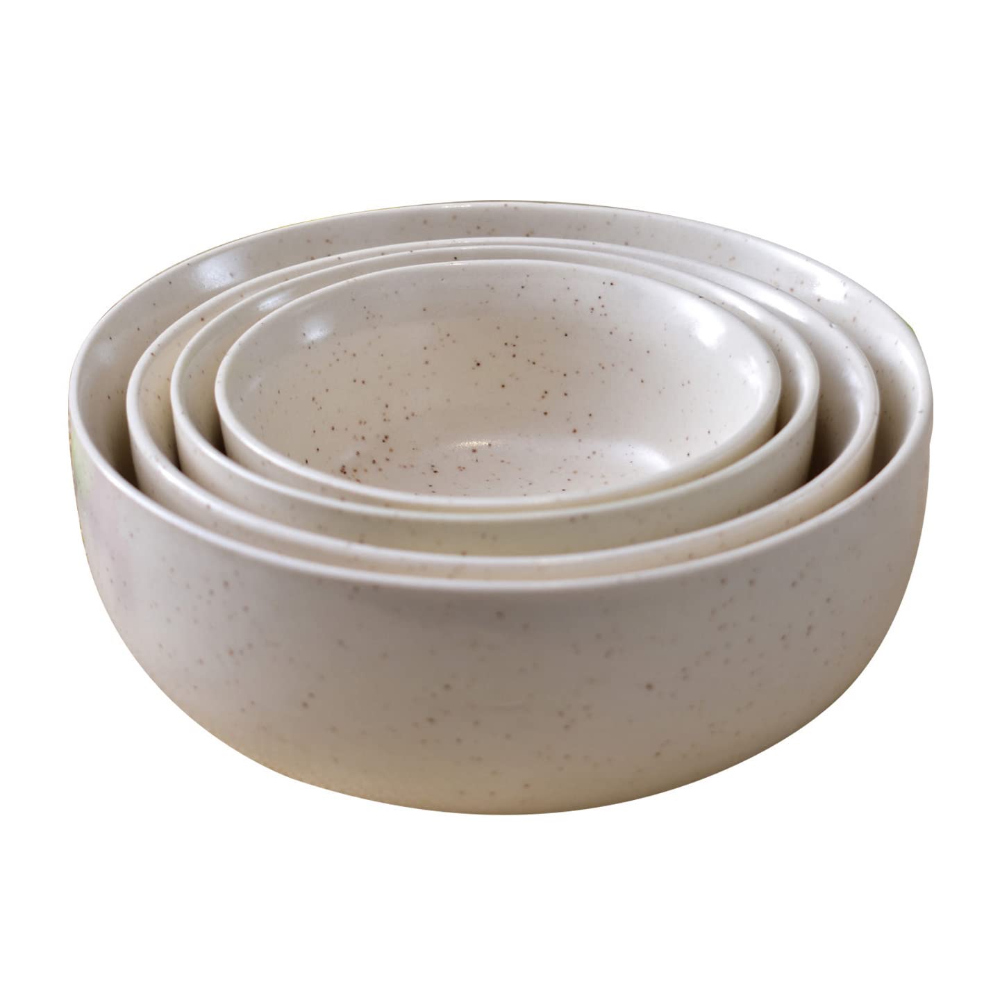 Kunhar Ceramic Mixing Bowls - 1500 Ml, 800 Ml, 600 Ml and 400 Ml, 4 Pieces, White Matt