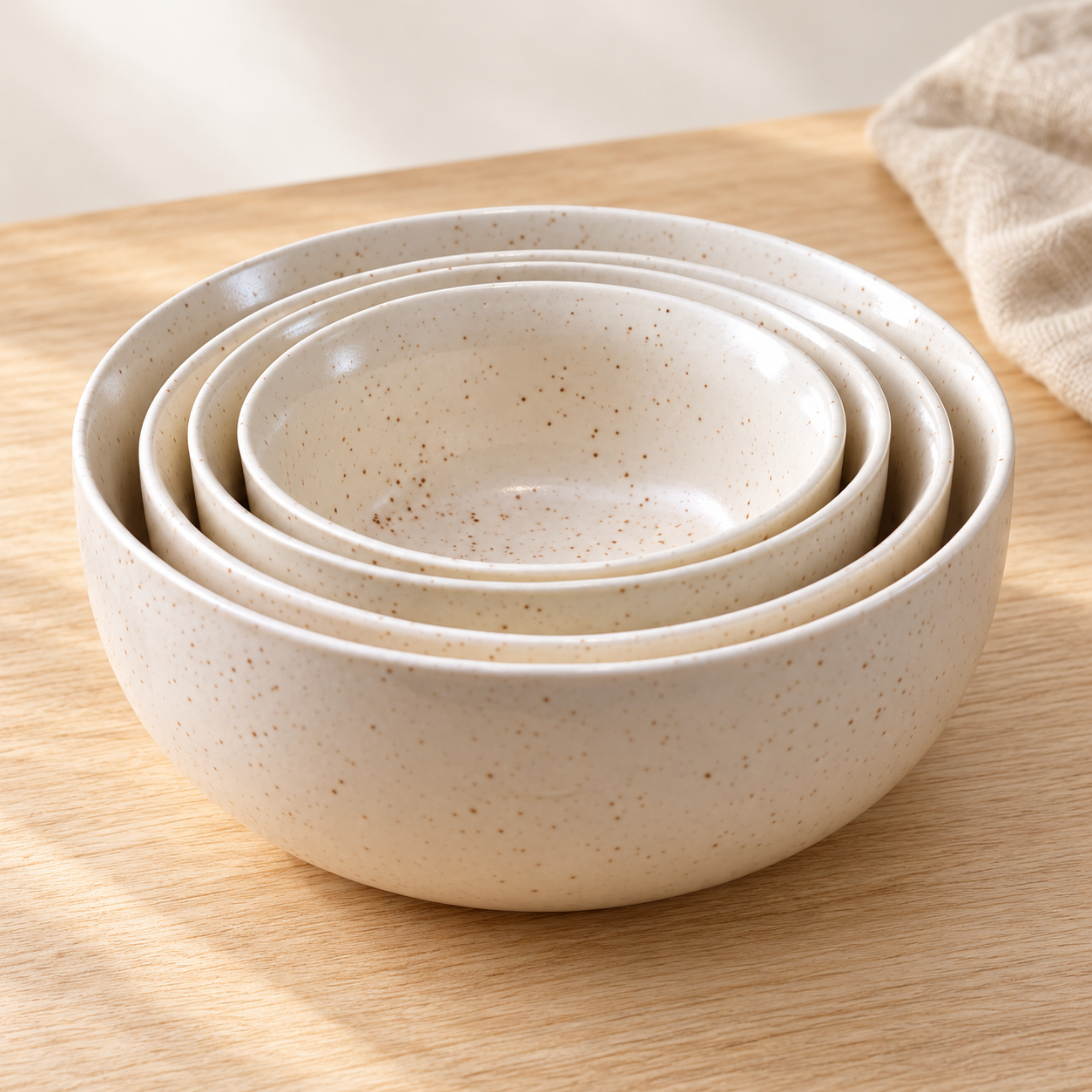 Kunhar Ceramic Mixing Bowls - 1500 Ml, 800 Ml, 600 Ml and 400 Ml, 4 Pieces, White Matt - Image 3