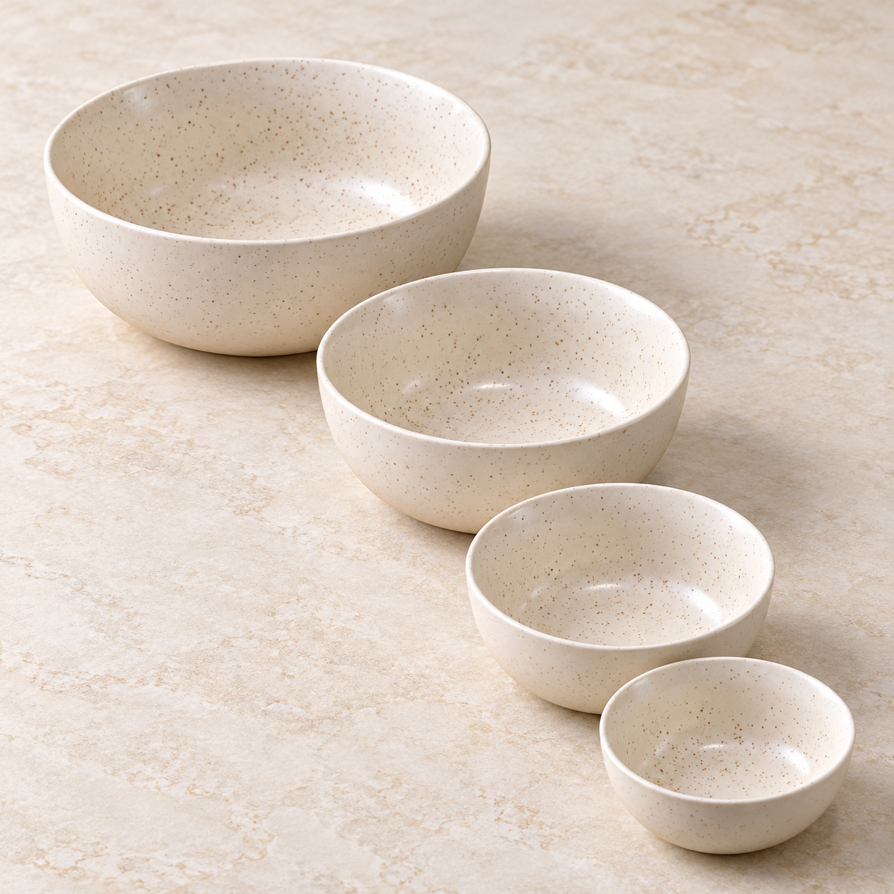 Kunhar Ceramic Mixing Bowls - 1500 Ml, 800 Ml, 600 Ml and 400 Ml, 4 Pieces, White Matt - Image 5