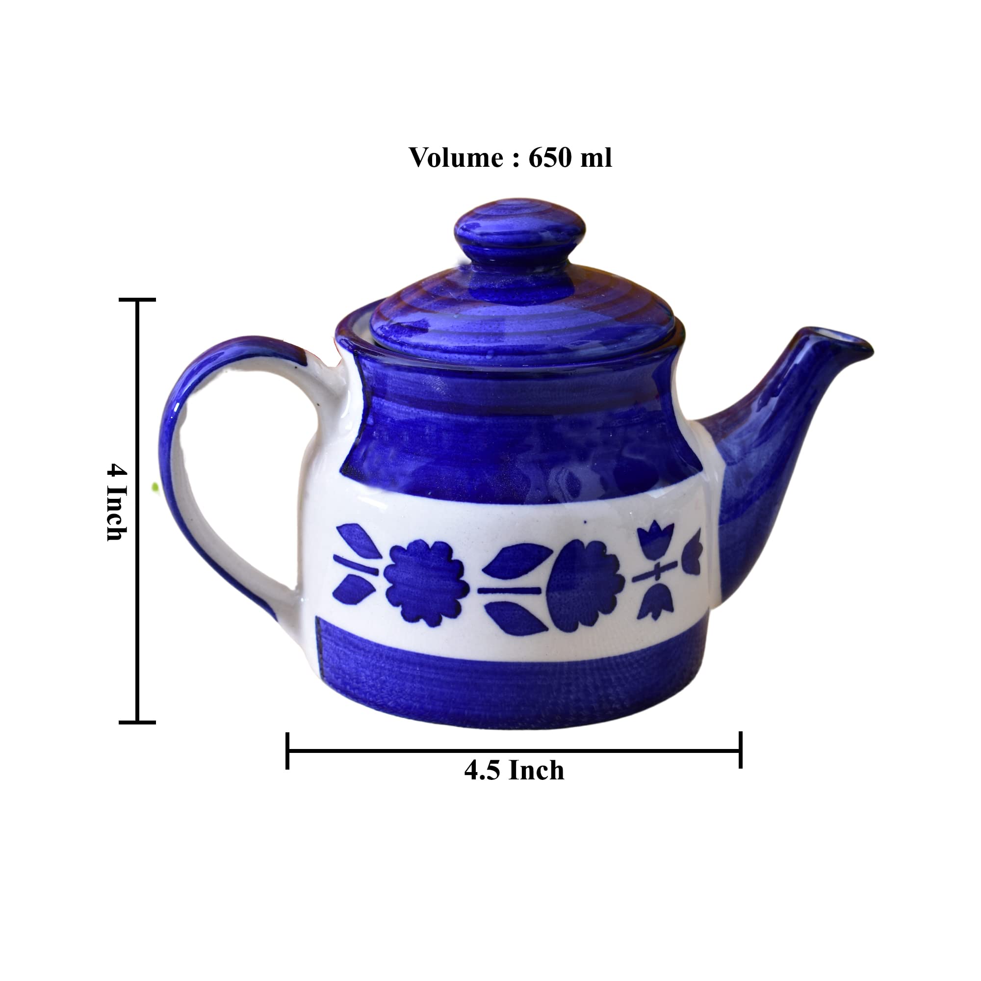 KunhaR Ceramic Teapot 650ML Blue – Durable 1 Piece Tea Coffee Pot for Kitchen Dining - Image 2