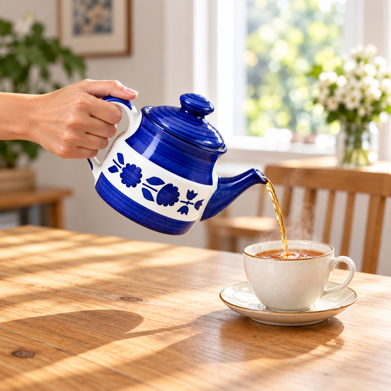 KunhaR Ceramic Teapot with Lid, 650 ml, Blue | Tea & Coffee Serving Pot for Kitchen, Dining & Gifting, 1 Piece - Image 5