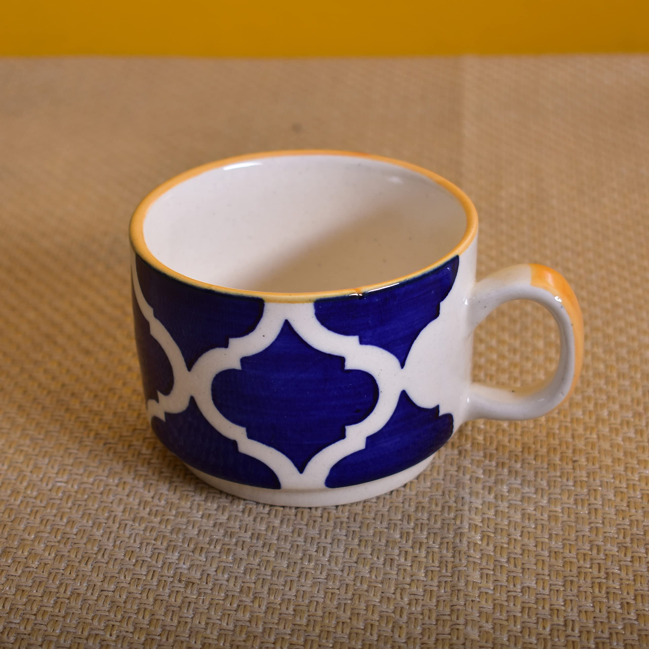 Kunhar Ceramic Morning Set with 1 Teapot, 1 Serving Tray and 4 Cups, Yellow Chidi - Image 3