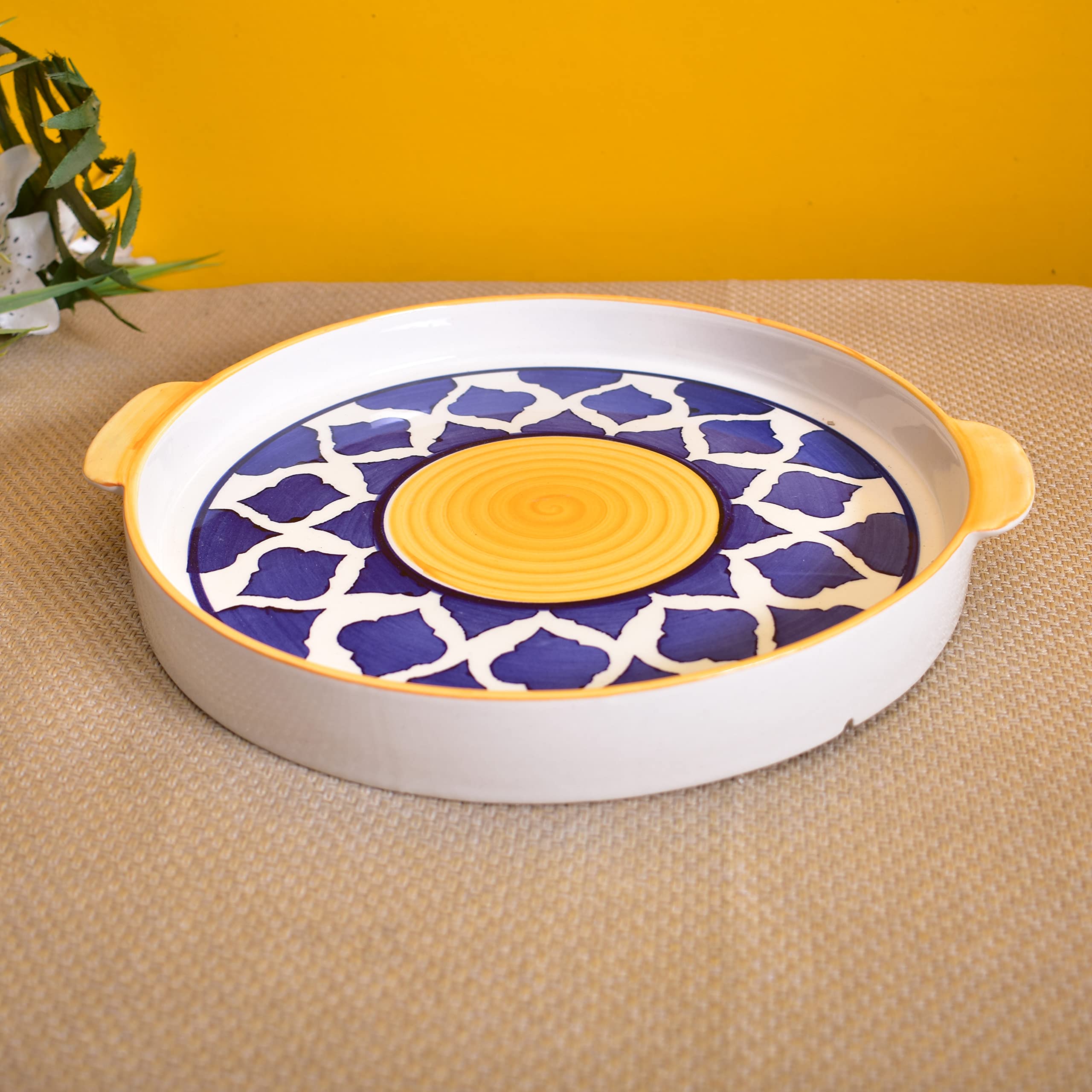 Kunhar Ceramic Morning Set with 1 Teapot, 1 Serving Tray and 4 Cups, Yellow Chidi - Image 4