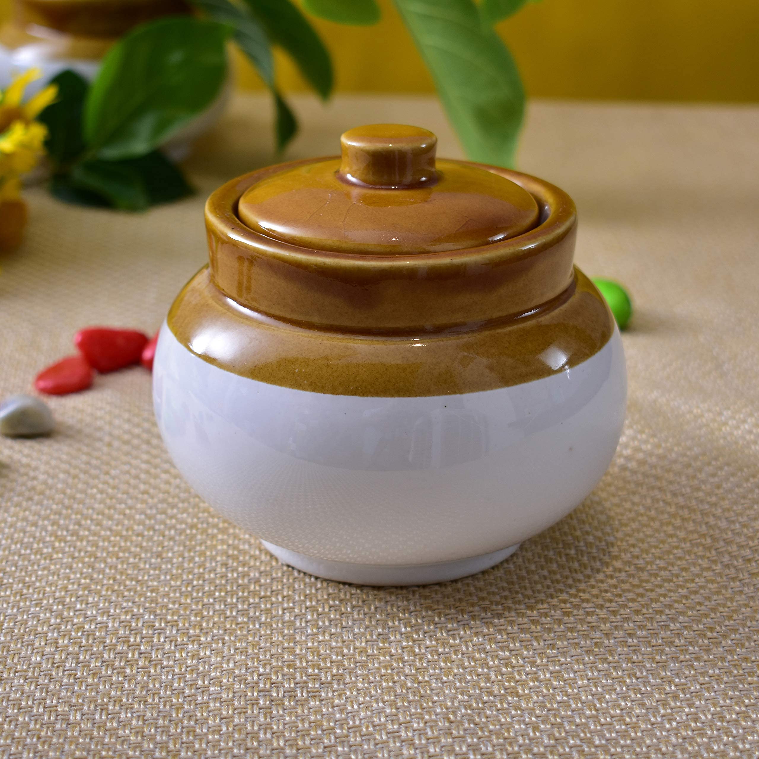 Kunhar Ceramic Jars (400ML) – Handcrafted Multipurpose Barni with Lid for Pickle, Chutney, Spices, Salt, Sugar – Kitchen Storage Containers, White - Image 4