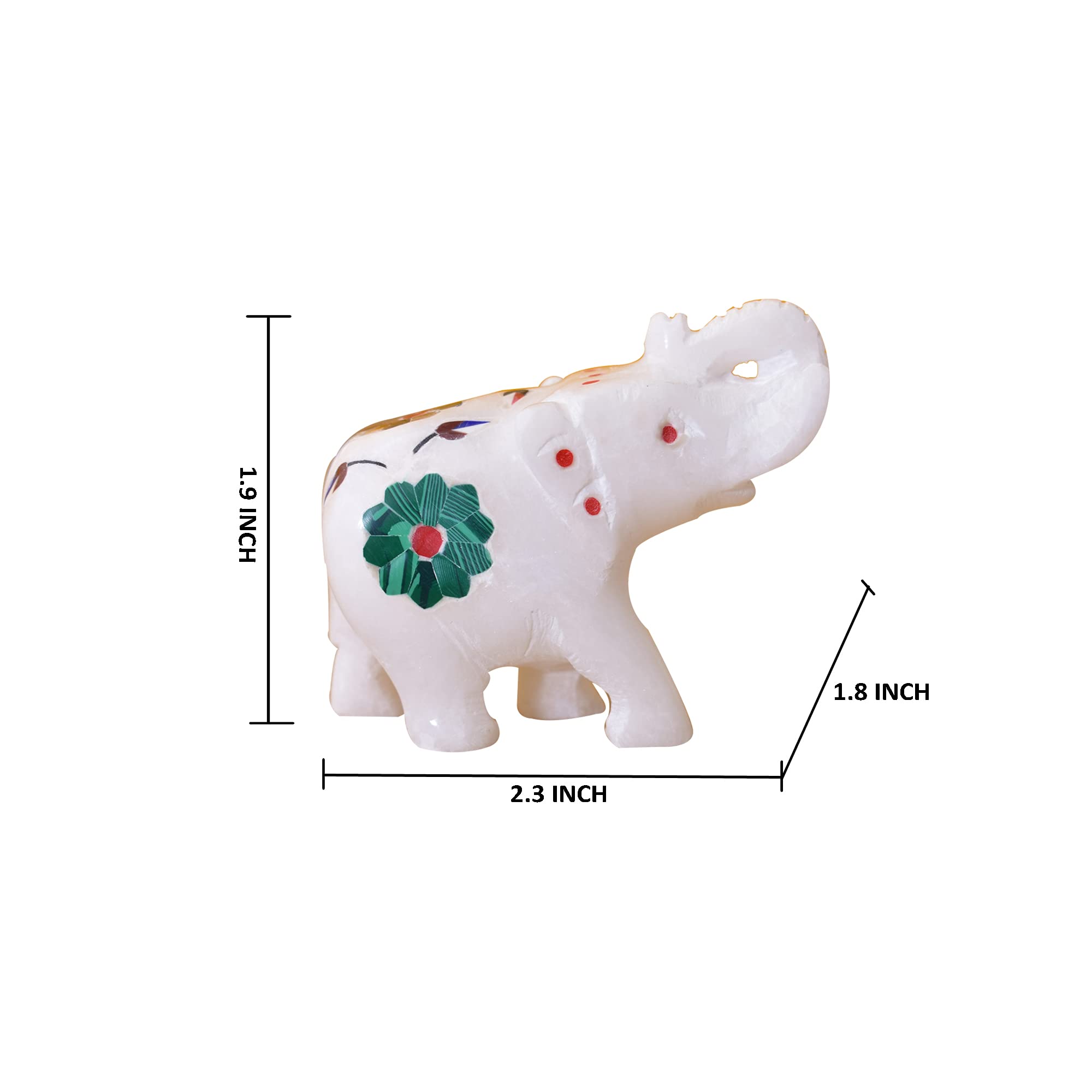 Kunhar Natural White Marble Elephant Figurine | Marble Elephant Showpiece - Image 3