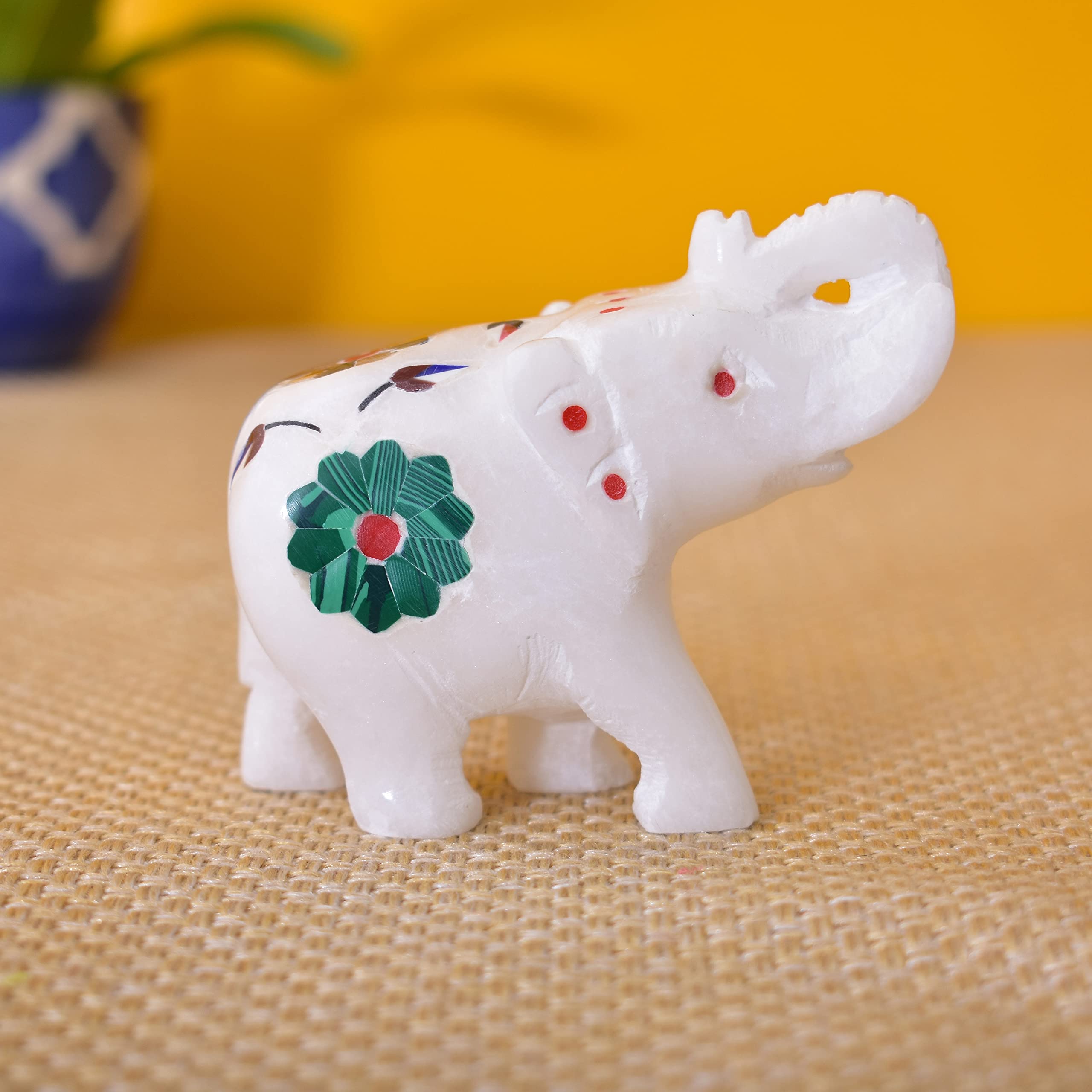 Kunhar Natural White Marble Elephant Figurine | Marble Elephant Showpiece - Image 4