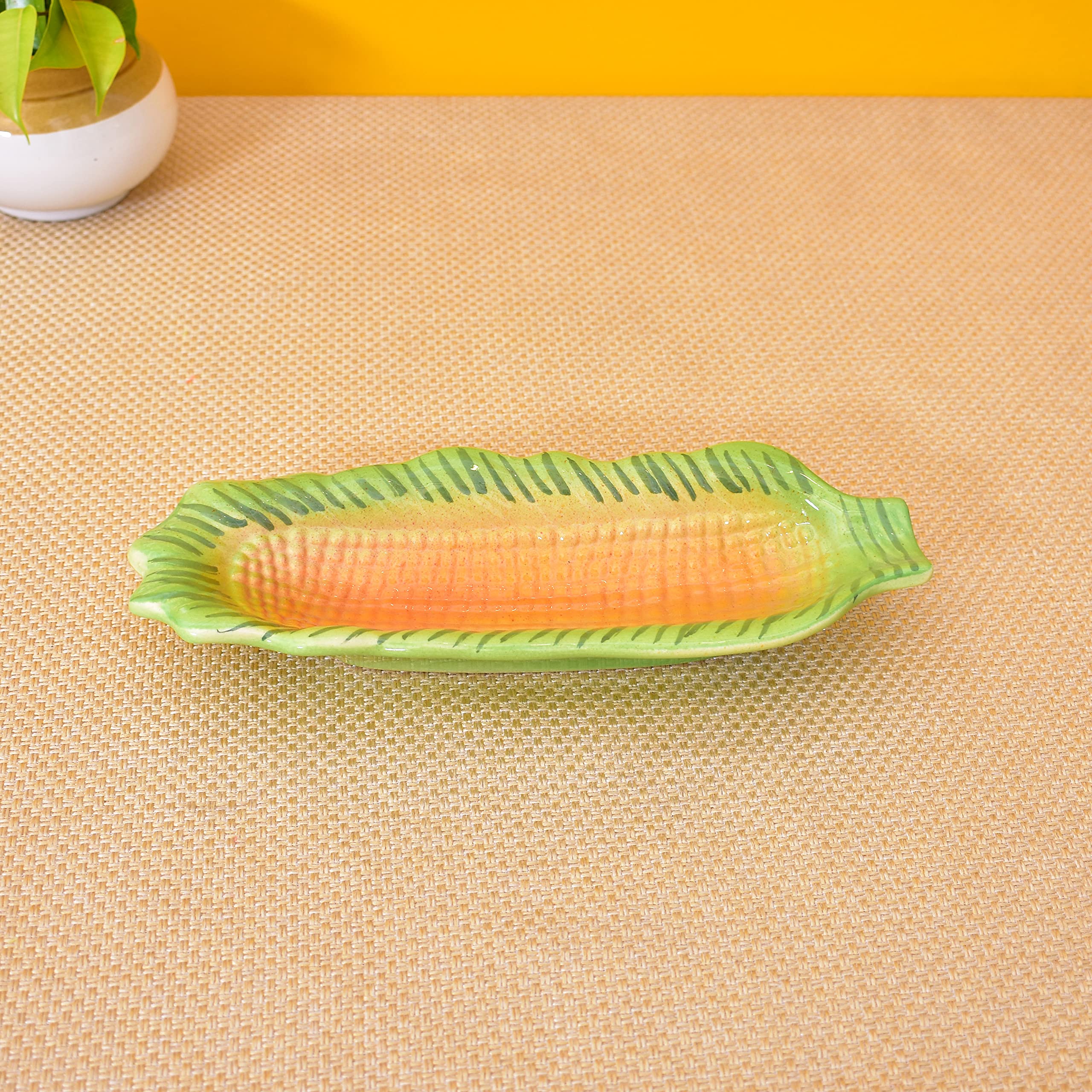 KunhaR Ceramic Stylish Corn Shaped Snacks Serving Tray | Serving Tray - Image 4