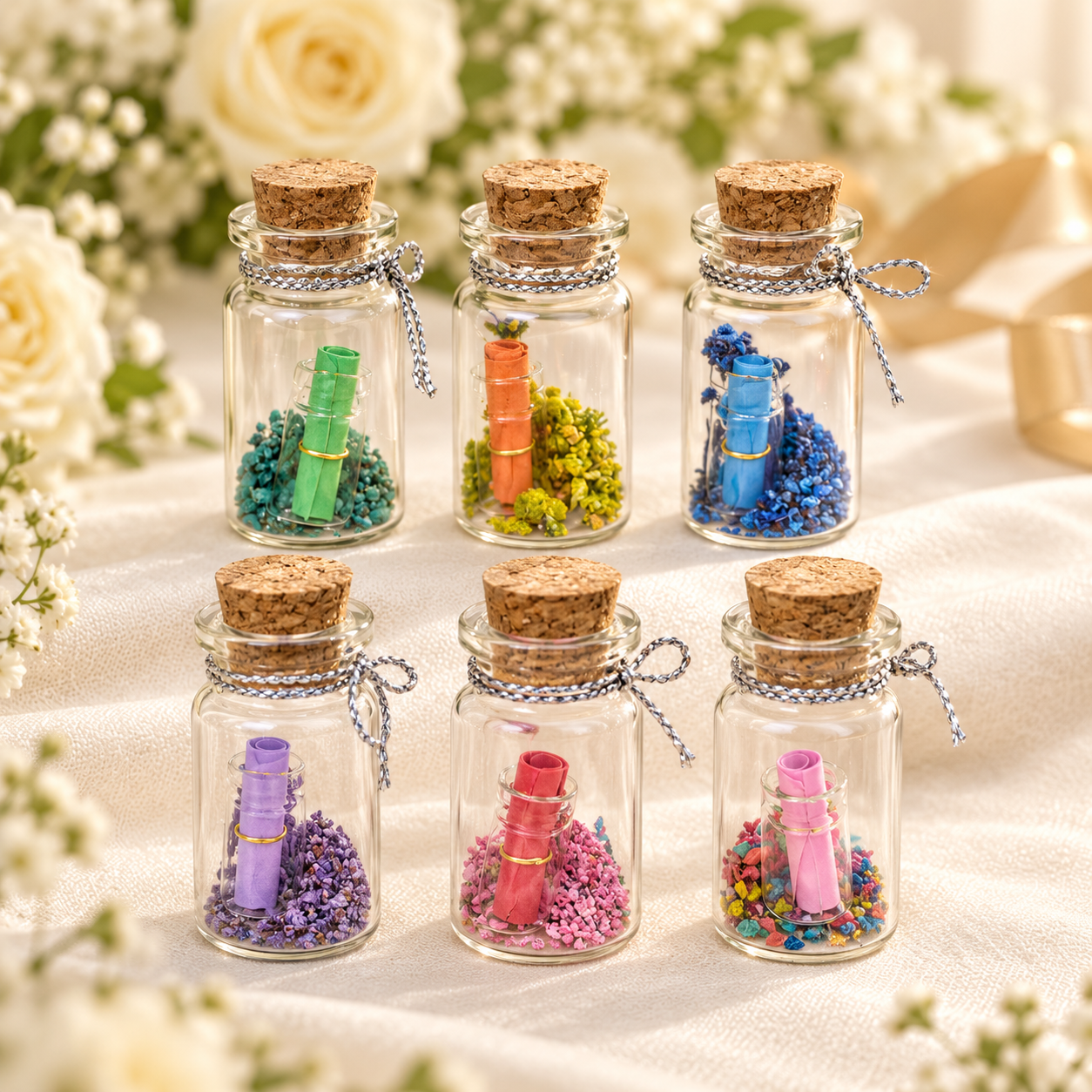 Kunhar Message in a Bottle Glass Favor Bottle, Party Gift, Wedding Decorations, Set of 6