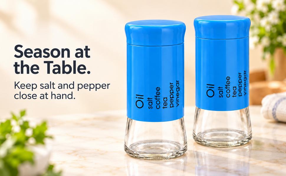 KunhaR Pepper Shaker | Salt Shaker Dispenser | Spice Dispenser - Perfect for Table Salt, White and Black Pepper - 2 Piece – visual story 2