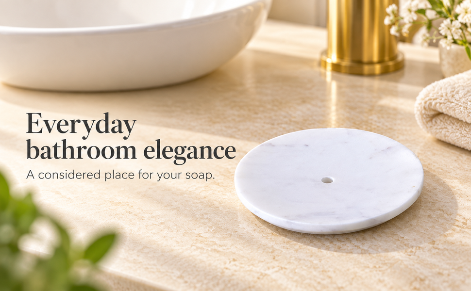 KunhaR Natural Marble Soap Dish Holder Elegant Stone Accessory for Bathroom & Wash Basin – visual story 1