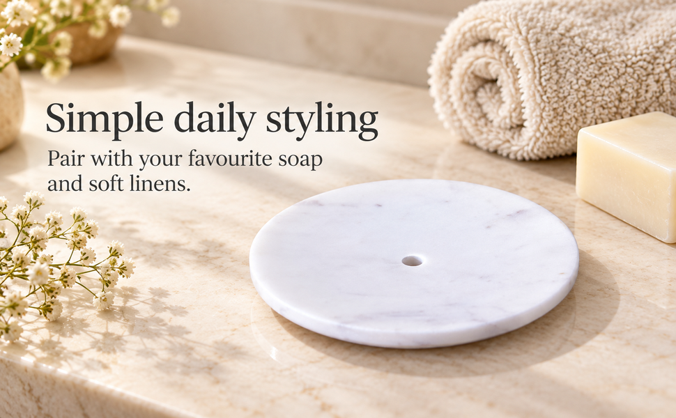KunhaR Natural Marble Soap Dish Holder Elegant Stone Accessory for Bathroom & Wash Basin – visual story 5