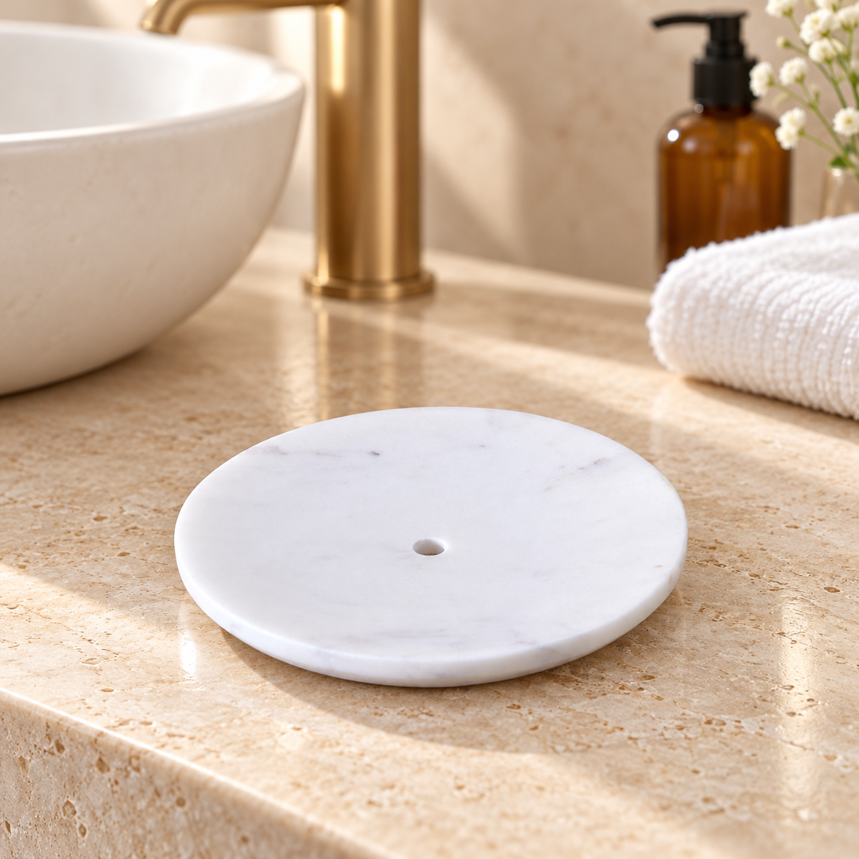 KunhaR Natural Marble Soap Dish Holder Elegant Stone Accessory for Bathroom & Wash Basin
