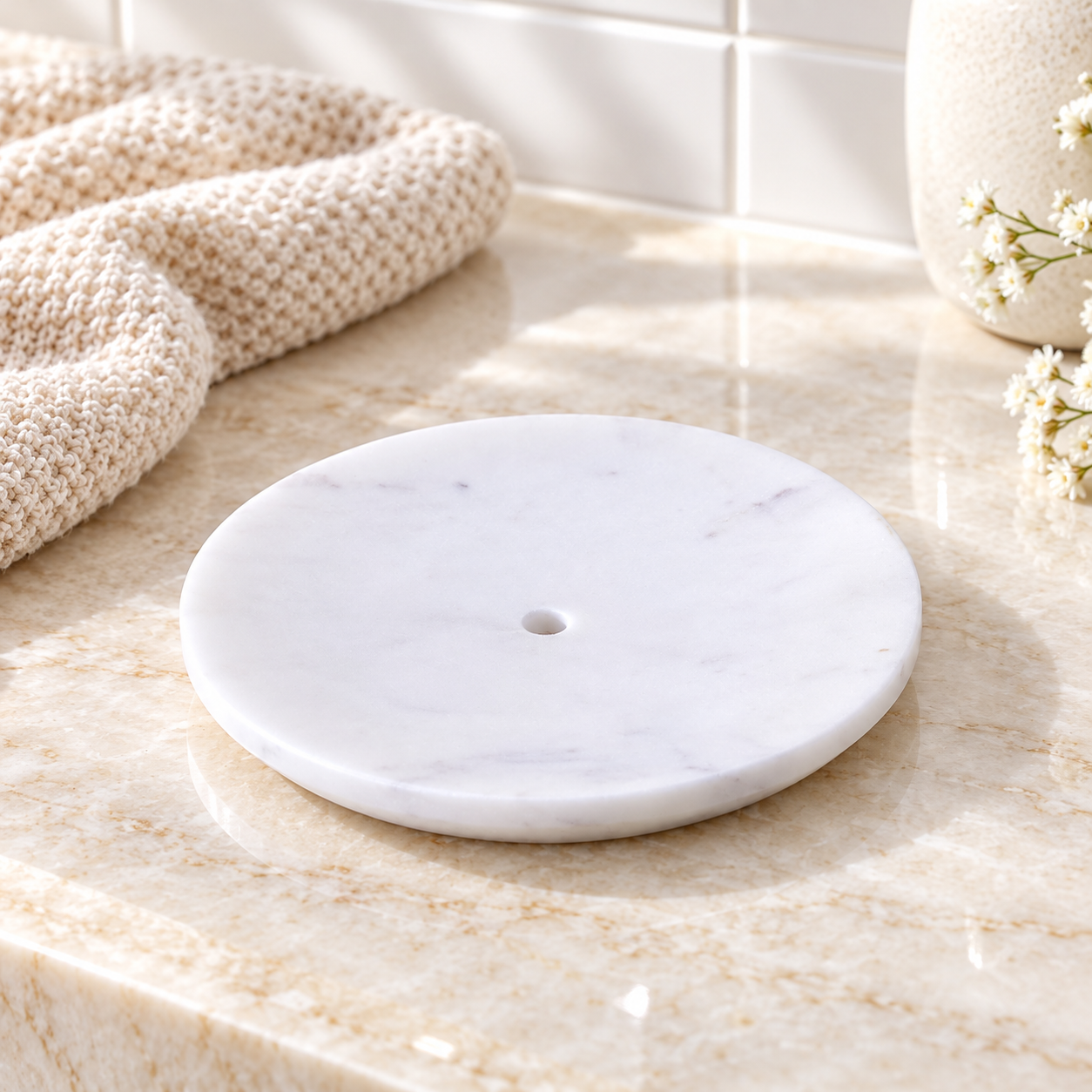 KunhaR Natural Marble Soap Dish Holder Elegant Stone Accessory for Bathroom & Wash Basin – image 4