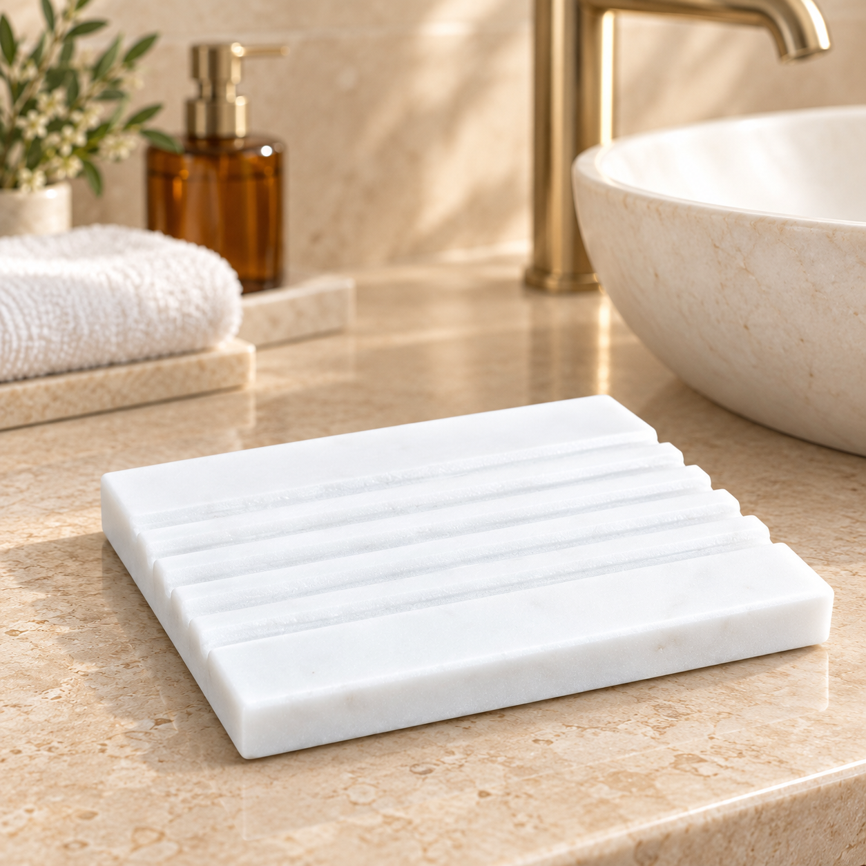 KunhaR Black Marble Soap Dish Premium Stone Holder for Bathroom & Wash Basin